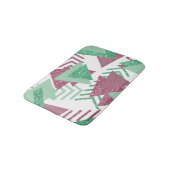 80sフレッシュ抽象芸術 |ピンクと緑の図形のパターン バスマット (アングル)