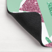 80sフレッシュ抽象芸術 |ピンクと緑の図形のパターン マウスパッド (コーナー)