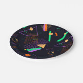 80sブラックおよびネオンレトロ幾何学的紙プレート ペーパープレート (アングル)