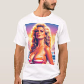 80sホットビーチのピンアップ tシャツ (正面)