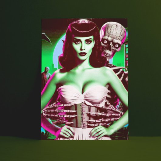 80sホラーVHSガール ポストカード