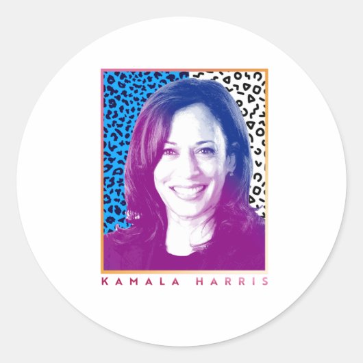 80sポスター – Kamala Harris ラウンドシール (正面)