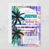 80sマイアミ誕生日パーティーへの招待 招待状 (正面)