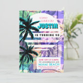 80sマイアミ誕生日パーティーへの招待 招待状 (スタンド正面)