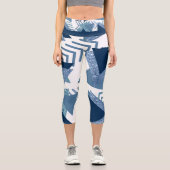 80sルクセ抽象芸術 |ターコイズとネイビーブルー カプリレギンス (正面)