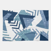 80sルクセ抽象芸術 |ターコイズとネイビーブルー キッチンタオル (横)