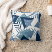 80sルクセ抽象芸術 |ターコイズとネイビーブルー クッション (ブランケット)