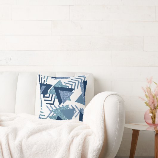 80sルクセ抽象芸術 |ターコイズとネイビーブルー クッション (ソファ)