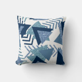 80sルクセ抽象芸術 |ターコイズとネイビーブルー クッション (正面)