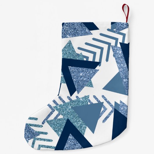 80sルクセ抽象芸術 |ターコイズとネイビーブルー スモールクリスマスストッキング (裏面)