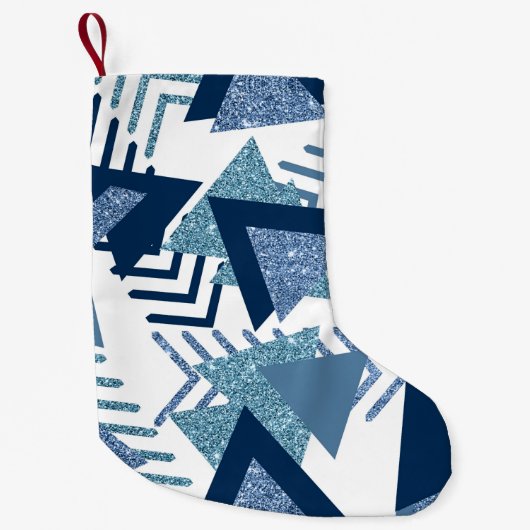 80sルクセ抽象芸術 |ターコイズとネイビーブルー スモールクリスマスストッキング (正面)