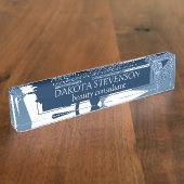 80sルクセ抽象芸術 |ターコイズとネイビーブルー デスクネームプレート (側面)