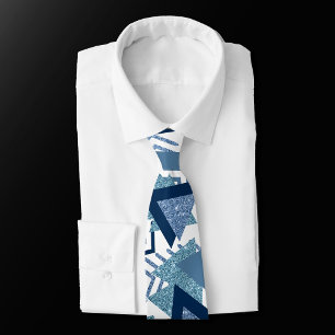 80sルクセ抽象芸術  ターコイズとネイビーブルー ネクタイ