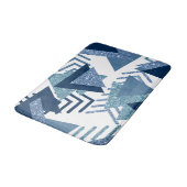 80sルクセ抽象芸術 |ターコイズとネイビーブルー バスマット (アングル)