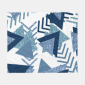 80sルクセ抽象芸術 |ターコイズとネイビーブルー フリースブランケット (正面(横))