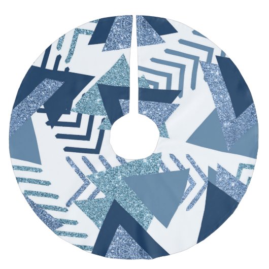 80sルクセ抽象芸術 |ターコイズとネイビーブルー ブラッシュドポリエステルツリースカート (正面)