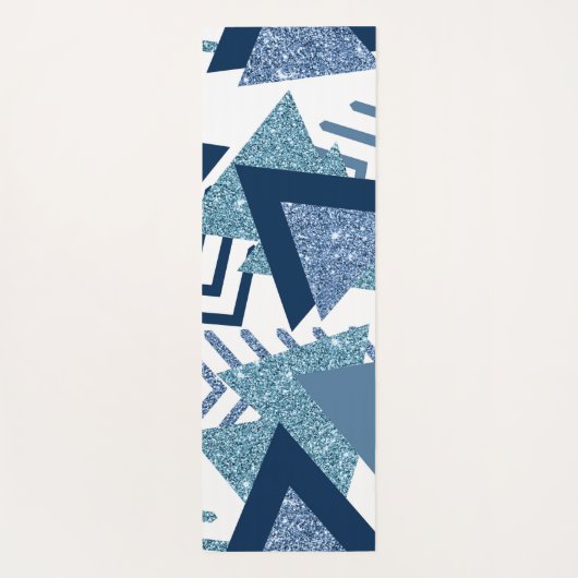 80sルクセ抽象芸術 |ターコイズとネイビーブルー ヨガマット (裏面)