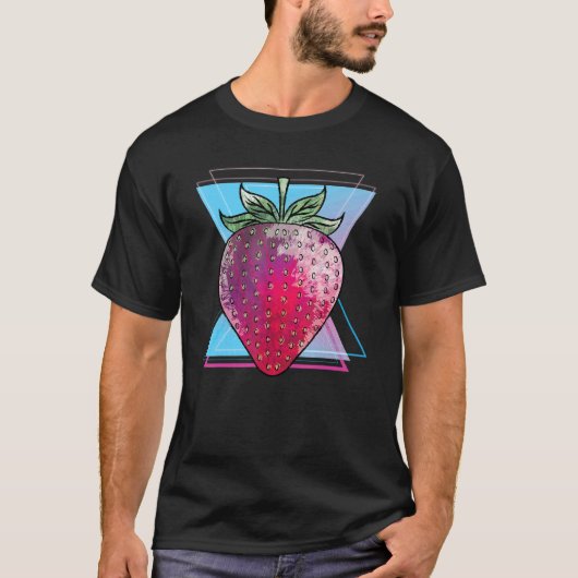80sレッドベリーVaporwave夏のフルーツフードストロガー Tシャツ (正面)