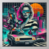 80sレトロウェーブガール ポスター (正面)