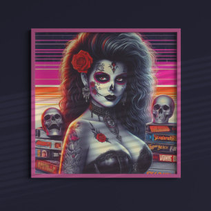 80sレトロウェーブゴシックガール ポスター