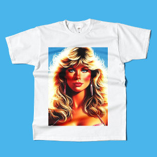 80sレトロウェーブブロンド少女 tシャツ
