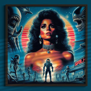 80sレトロウェーブSF女性 ポスター