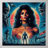 80sレトロウェーブSF女性 ポスター (正面)