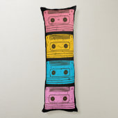 80sレトロカセット混合テープヴィンテージ技術ノスタルジア ボディピロー (裏面 (縦))