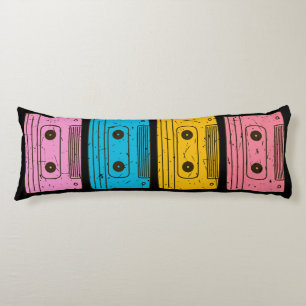 80sレトロカセット混合テープヴィンテージ技術ノスタルジア ボディピロー