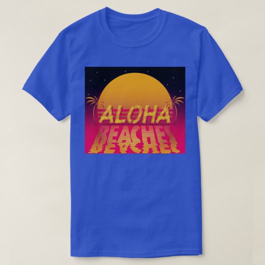 80sレトロサンセットアロハビーチ tシャツ (デザイン正面)
