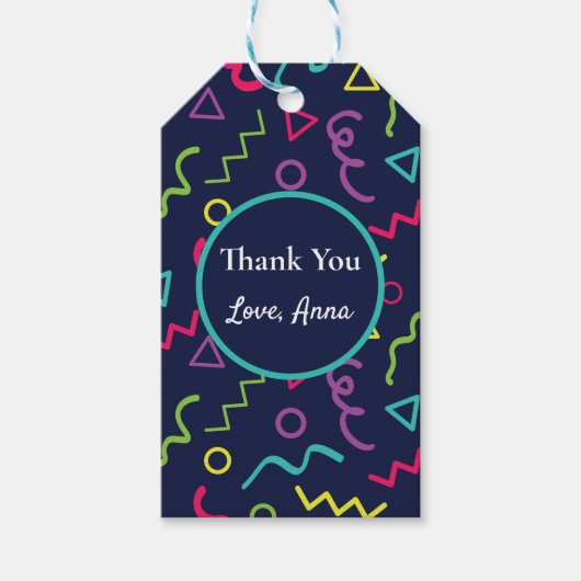 80sレトロネオンメンフィスカスタム誕生日ありがとう ギフトタグ (正面)