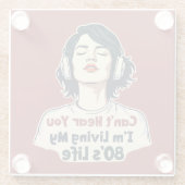 80sレトロノスタルジック音楽ラバーズトローバックデザイン ガラスコースター (裏面)