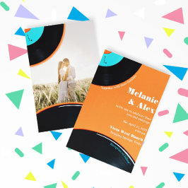 80sレトロレコード写真結婚式招待状 招待状