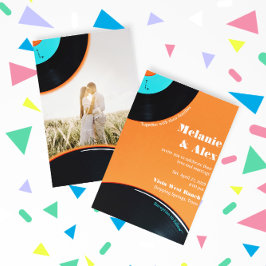 80sレトロレコード写真Save The Date 招待状