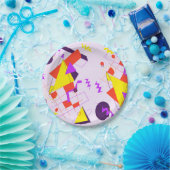 80sレトロ幾何学誕生日パーティープレート ペーパープレート (パーティー)