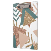 80sレトロ抽象芸術 |アボカドグリーンとバラ金ゴールド クリップボード (左)