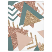 80sレトロ抽象芸術 |アボカドグリーンとバラ金ゴールド クリップボード (裏面)