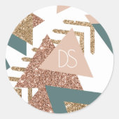 80sレトロ抽象芸術 | 70sグリーンと金ゴールドモノグラム ラウンドシール (正面)