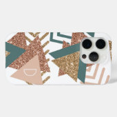 80sレトロ抽象芸術 | 70sグリーンと金ゴールドモノグラム Case-Mate iPhoneケース (裏面 (横))