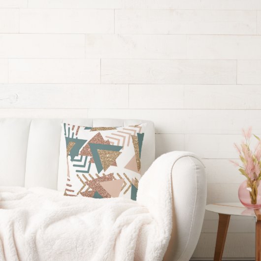 80sレトロ抽象芸術 | 70s緑と金ゴールドパレット クッション (ソファ)