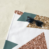 80sレトロ抽象芸術 | 70s緑と金ゴールドパレット ビーチタオル (インサイチュ)