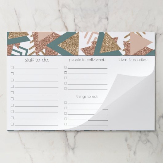 80sレトロ抽象芸術 | 70s緑と金ゴールドパレット ペーパーパッド (折り畳み)