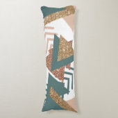 80sレトロ抽象芸術 | 70s緑と金ゴールドパレット ボディピロー (正面縦)