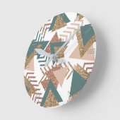 80sレトロ抽象芸術 | 70s緑と金ゴールドパレット ラウンド壁時計 (傾斜)