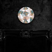 80sレトロ抽象芸術 | 70s緑と金ゴールドパレット ラウンド壁時計