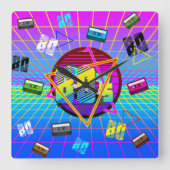 80'sレトロ旧校用カセットテープ スクエア壁時計 (正面)