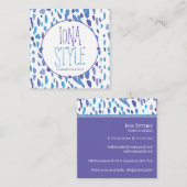 80sレトロ紫と青の斑点 スクエア名刺 (正面/裏面)