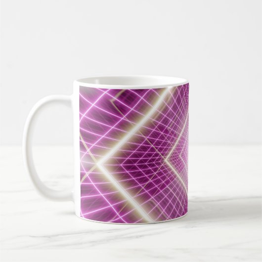 80sレトロ: 3D Sci-Fi背景。 コーヒーマグカップ (左)