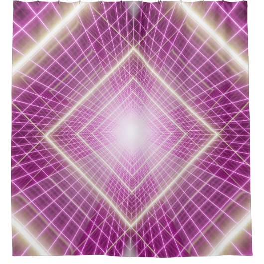 80sレトロ: 3D Sci-Fi背景。 シャワーカーテン (正面)