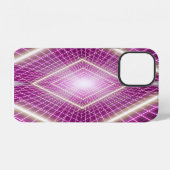 80sレトロ: 3D Sci-Fi背景。 iPhoneケース (裏面横)